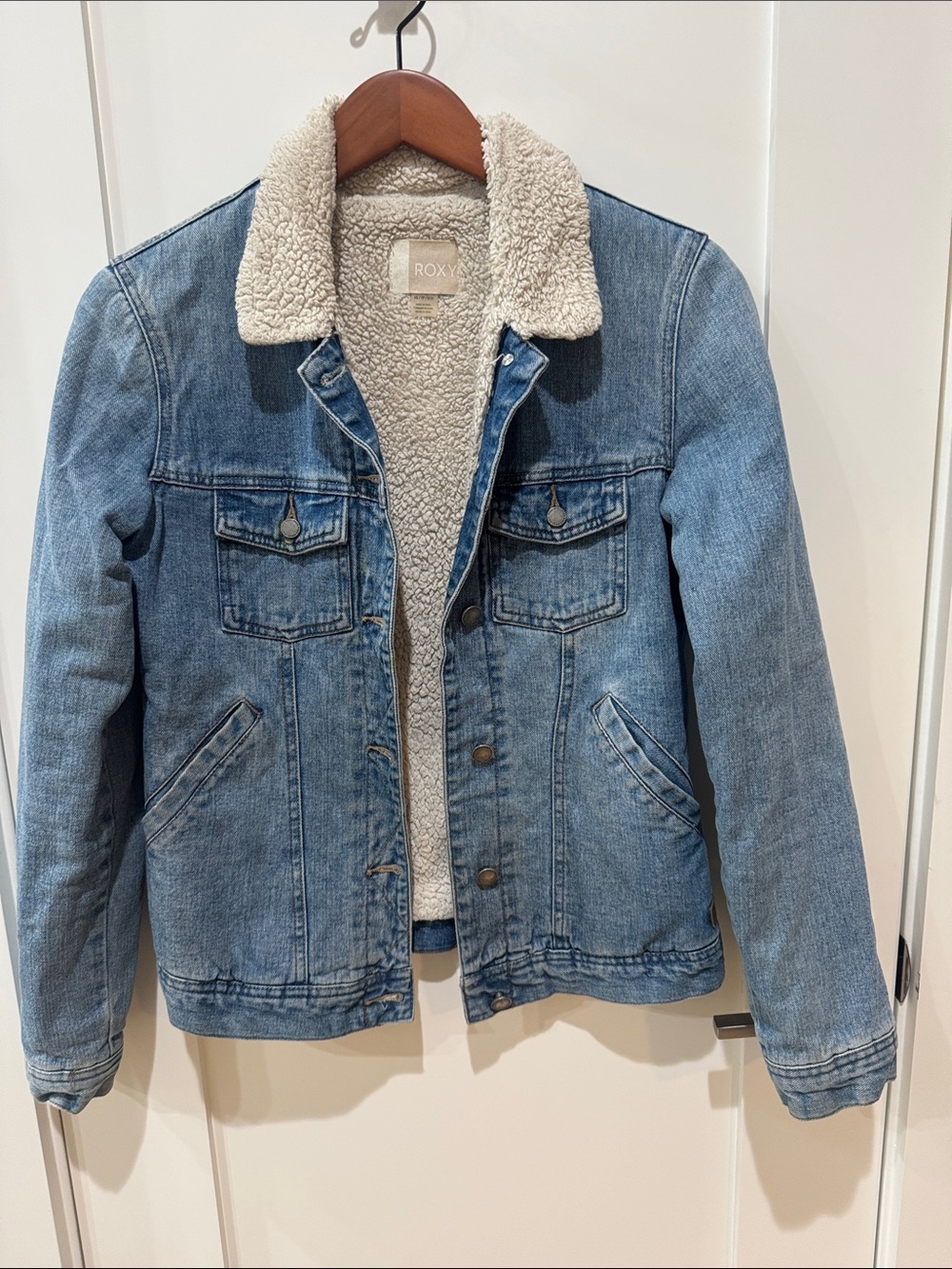 Roxy Light Blue Denim Sherpa Jacket